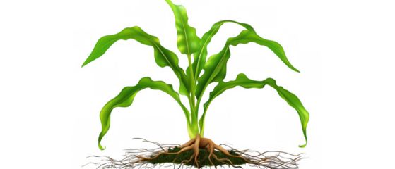 Full-grown Corn Plant with Roots
