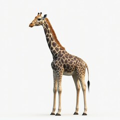 Obraz premium A full-body giraffe stands against a white background