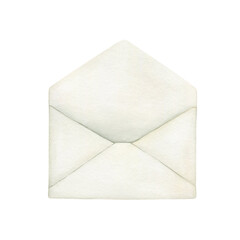 Open envelope watercolor illustration isolated.