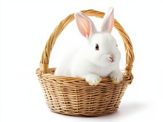 Background of transparent white rabbit with basket in the foreground