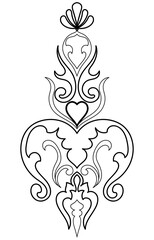 Carpet components. black stripes. rug Oriental ornament with floral motifs. Indian design element for henna tattoo, adult coloring book, greeting card, wedding invitation or spa beauty flyer.