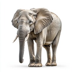 Obraz premium Standing elephant front view, isolated on transparent background