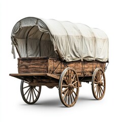 Transparent background with an old wooden wagon carriage