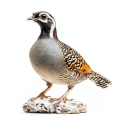Fototapeta premium The full body of a quail is shown from the side in a transparent, isolated position on a white background