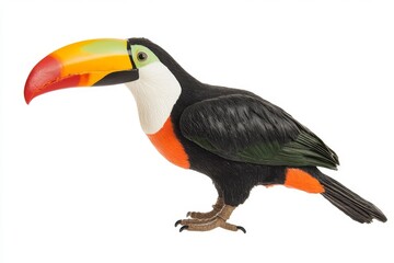 Obraz premium Toucan bird standing against a white background in portrait mode