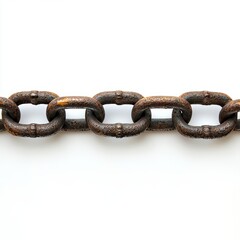 Obraz premium Cutout of an old rusted chain isolated on a white background