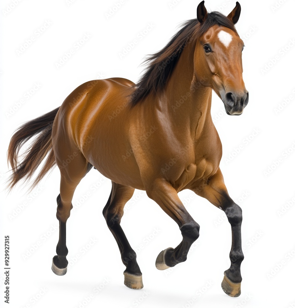 Wall mural standing stallion horse isolated on white background