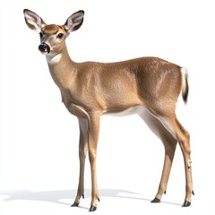 Fototapeta premium A full body portrait of a deer, an animal in the wild, on a white background