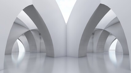 Abstract architecture background arched interior 3d render