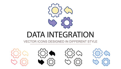 Data Integration icon design with white background stock illustration