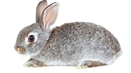 Fototapeta premium Grey rabbit isolated on transparent white background