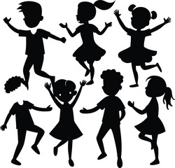 Obraz premium Joying Kid Versatile Black Silhouette Vector Series