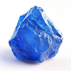 Obraz premium The blue lapis lazuli crystals isolated on a white background are a raw sample of the mineral stone.
