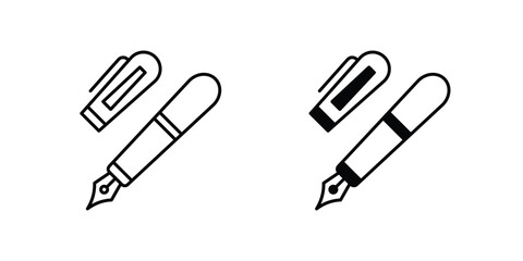 Obraz premium fountain pen set icon with white background vector stock illustration