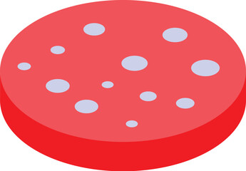 Red salami slice isometric food representing butchery products