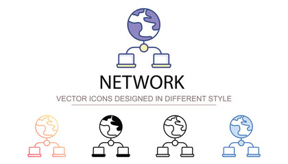 Network icon design with white background stock illustration