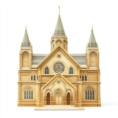 Obraz premium (png) Cathedral architectural miniature on transparent background