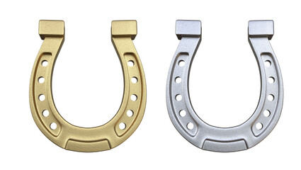 Metallic silver horseshoe isolated. 3d illustration of a shiny golden horseshoe, symbolizing luck and fortune