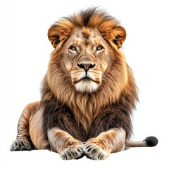 Naklejka premium The front view of a lion with its face isolated against a transparent background (png)