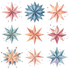 Watercolor Christmas Star Collection.