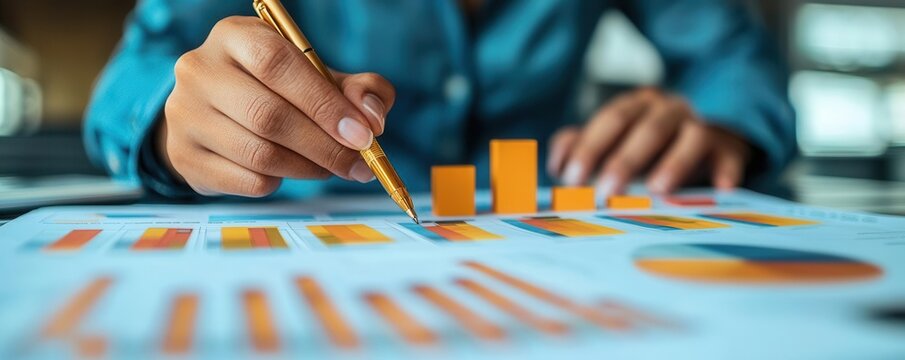 Close-up of a financial planner highlighting different sectors on a chart, symbolizing diversified investment opportunities