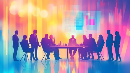 Business Meeting Silhouettes Abstract Background