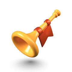 Golden trumpet of royal troubadour. Harold musical instrument