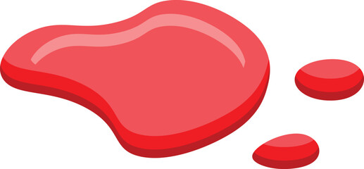 Cartoon illustration of blood splattering and forming a bloodstain