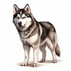 Fototapeta premium A siberian-husky dog breed on white background