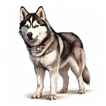 A siberian-husky dog breed on white background