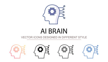 Ai Brain icon design with white background stock illustration