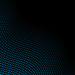 Abstract background with waves and dots. Vector banner. Background for poster, card, brochure, booklet, flyer. Geometric element for design. Blue and black gradient