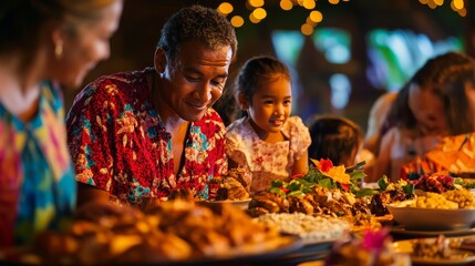 Obraz premium Family Enjoying Festive Dinner