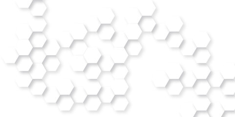 Abstract white background with hexagonal shapes and Surface polygonal pattern with glowing hexagons mosaic background. hexagon concept design abstract technology background.