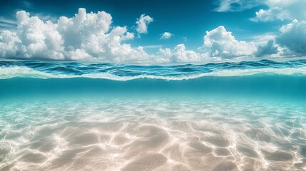 Obraz premium Tropical blue ocean with white sand underwater in Hawaii