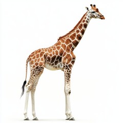 Naklejka premium White background with a full body image of a giraffe standing