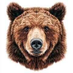 Fototapeta premium An image of a brown bear head on a transparent background, cut out in PNG format.