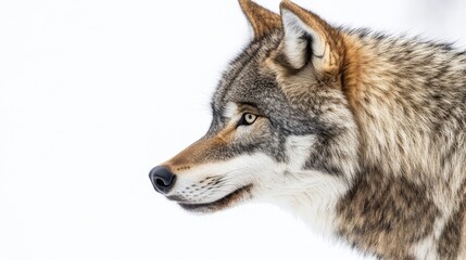Fototapeta premium Cutout PNG file with gray wolf head isolated on a transparent background.