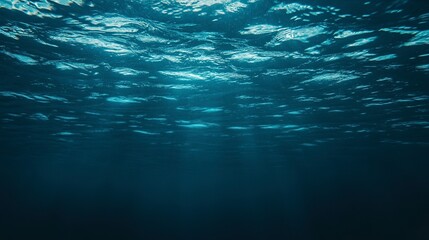 Dark blue ocean surface seen from underwater