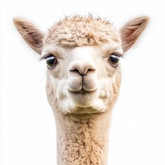 Obraz premium Cute baby alpaca portrait isolated on white