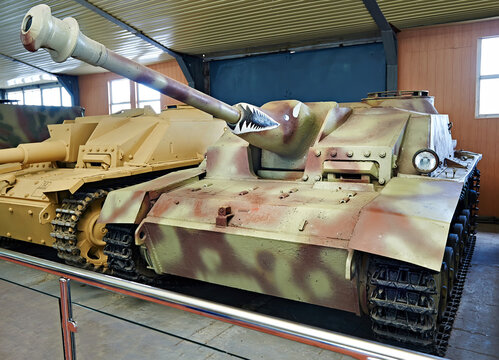 MUSEUM KUBINKA, MOSCOW, RUSSIA - Aug 23, 2014: German assault gun Sd.Kfz. 142. StuG III StuG 40 Ausf G 1943