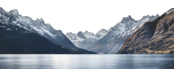 beautiful glacial landscape isolated on white or transparent png