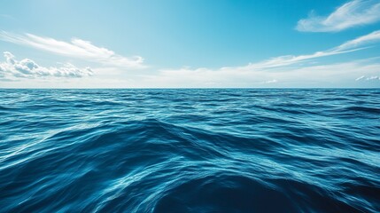 Fototapeta premium blue sea or ocean water surface and underwater with blue sky 