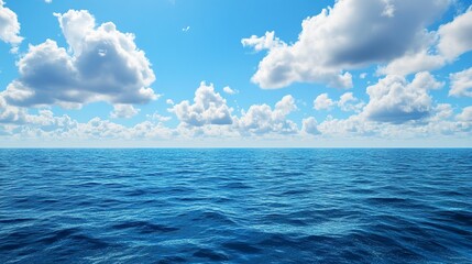 Obraz premium Beautiful blue ocean with blue sky and clouds background