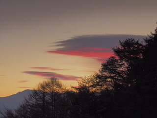 Obraz premium 朝焼けに染まる秋空の雲