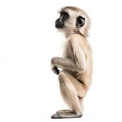 Obraz premium Cutout of a brown monkey walking backward, transparent and isolated on white