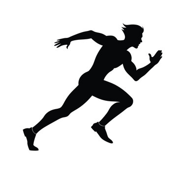 recommend clip art: Sprinting man vector silhouette. Sprint, fast run. Runner starts running. Start 