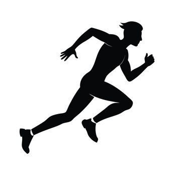 recommend clip art: Sprinting man vector silhouette. Sprint, fast run. Runner starts running. Start 