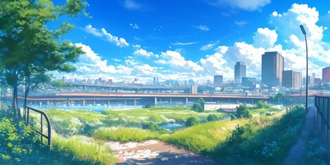 Enchanting Anime-Style Forest Landscape: Whimsical Winter Wonderland with Cozy Village and Magical Trees. AI-Generated Digital Art for Seasonal Marketing, Christmas Cards, and Storybook Illustrations.