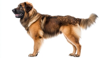 Standing Tibetan Mastiff dog with transparent background, side view